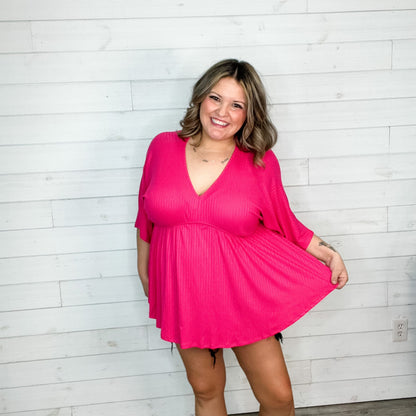 "Kelce" V Neck Dolman Style with Empire Detail (Pink)-Lola Monroe Boutique