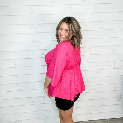 "Kelce" V Neck Dolman Style with Empire Detail (Pink)-Lola Monroe Boutique