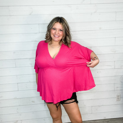 "Kelce" V Neck Dolman Style with Empire Detail (Pink)-Lola Monroe Boutique