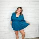 "Kelce" V Neck Dolman Style with Empire Detail (Teal)-Lola Monroe Boutique