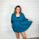 "Kelce" V Neck Dolman Style with Empire Detail (Teal)-Lola Monroe Boutique