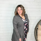 "Kennedy" Ruffle Tier Cardigan. (Charcoal)-Lola Monroe Boutique