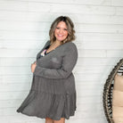 "Kennedy" Ruffle Tier Cardigan. (Charcoal)-Lola Monroe Boutique