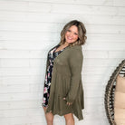 "Kennedy" Ruffle Tier Cardigan. (Olive)-Lola Monroe Boutique