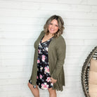 "Kennedy" Ruffle Tier Cardigan. (Olive)-Lola Monroe Boutique