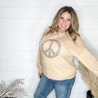 Khaki "Peace" Long Sleeve Crewneck-Lola Monroe Boutique