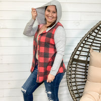 "Kick Off Your Boots" Button Up Buffalo Plaid Hoodie-Lola Monroe Boutique