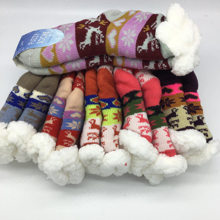 Kids Fluffy Reindeer Socks (Multiple Colors)-Lola Monroe Boutique