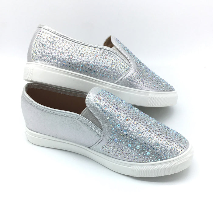 Kid's Rhinestone Sparkle Slip On Sneaker (Sizes 9 - 4)-Lola Monroe Boutique