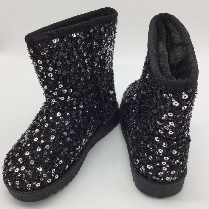 Kids Sequin Sparkle Boots (Silver) (Sizes 9 - 4)-Lola Monroe Boutique