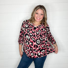 "Kiefer" Animal Print Lizzy 3/4 Sleeve Split Neck-Lola Monroe Boutique