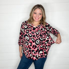 "Kiefer" Animal Print Lizzy 3/4 Sleeve Split Neck-Lola Monroe Boutique