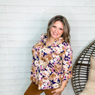 "Kinsley" Floral 3/4 Ruffle Sleeve Split Neck-Lola Monroe Boutique