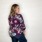 "Kirby" Floral Lizzy 3/4 Sleeve Split Neck-Lola Monroe Boutique