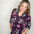 "Kirby" Floral Lizzy 3/4 Sleeve Split Neck-Lola Monroe Boutique