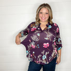 "Kirby" Floral Lizzy 3/4 Sleeve Split Neck-Lola Monroe Boutique