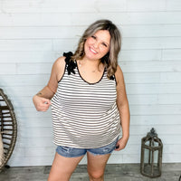 "Krystal" Stripe Tank with Ruffle Detail-Lola Monroe Boutique