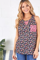 "Lacey" Floral Tank with Lace Accents-Lola Monroe Boutique