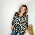 "Lair" Animal Print Lizzy 3/4 Sleeve Split Neck-Lola Monroe Boutique