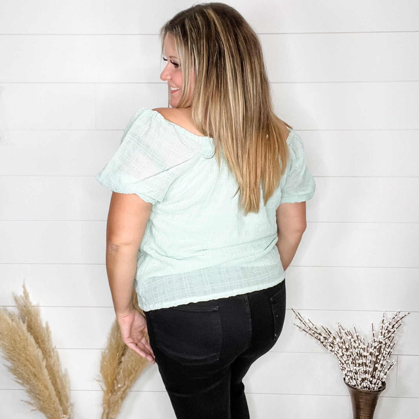 "Lansing" Short Sleeve Peasant Top