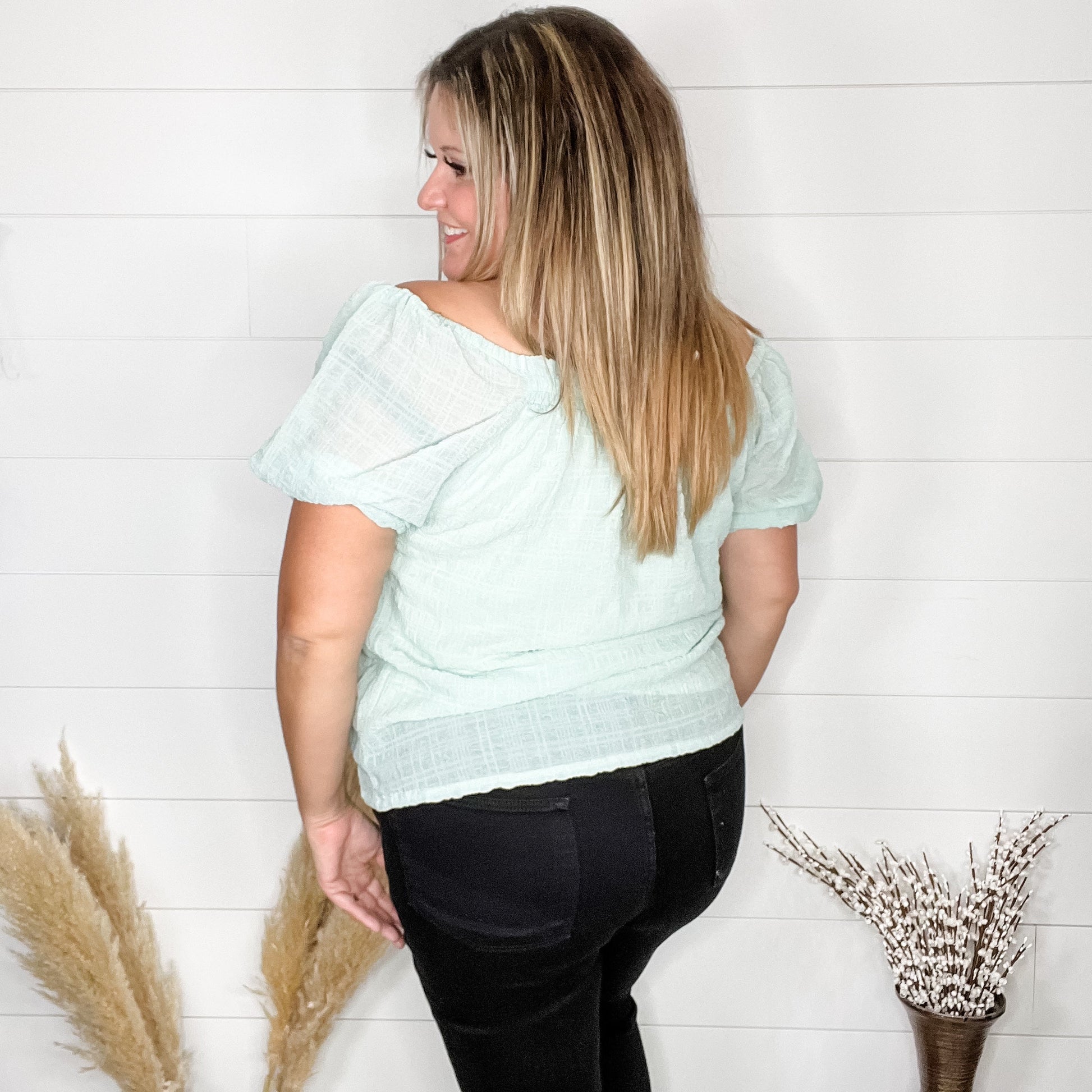 "Lansing" Short Sleeve Peasant Top