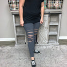 Laser Cut Butter soft Leggings (Grey)-Lola Monroe Boutique