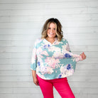 "Lavender Haze" Floral Lizzy 3/4 Sleeve Split Neck-Lola Monroe Boutique