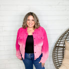 "Layne" Corduroy Crop Jacket (Hot Pink)-Lola Monroe Boutique