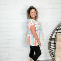 "Leanne" Waffle Texture Striped Tunic