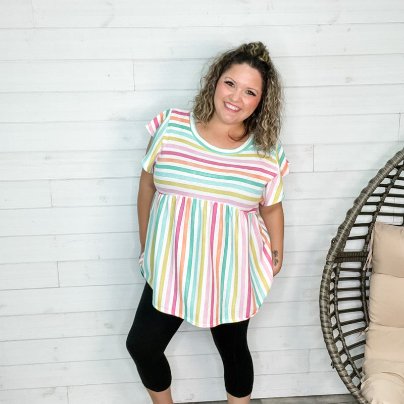 "Leanne" Waffle Texture Striped Tunic-Lola Monroe Boutique