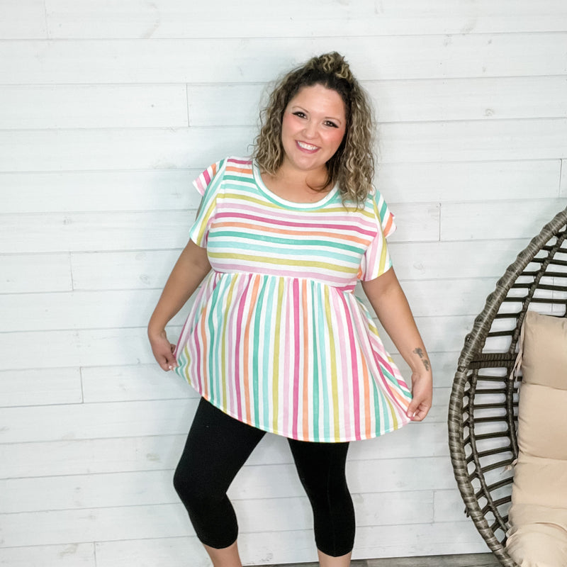 "Leanne" Waffle Texture Striped Tunic-Lola Monroe Boutique