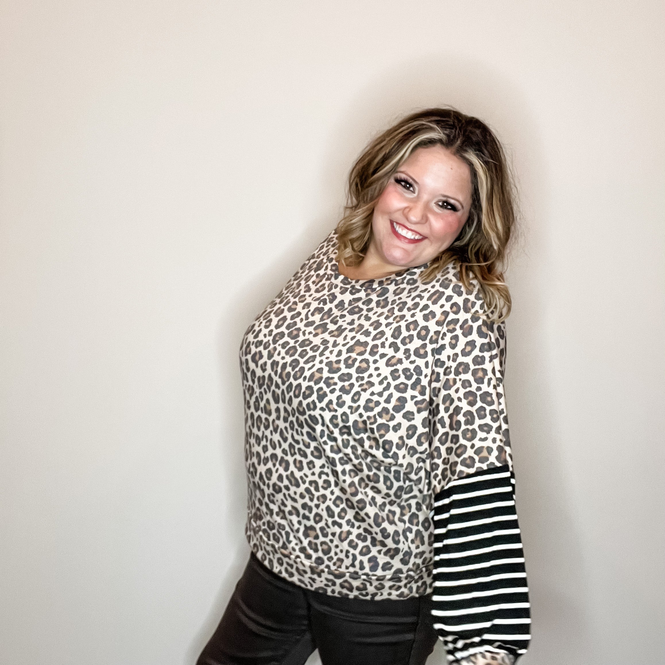 "Legit" Animal Print Long Sleeve Boxy Weekender-Lola Monroe Boutique