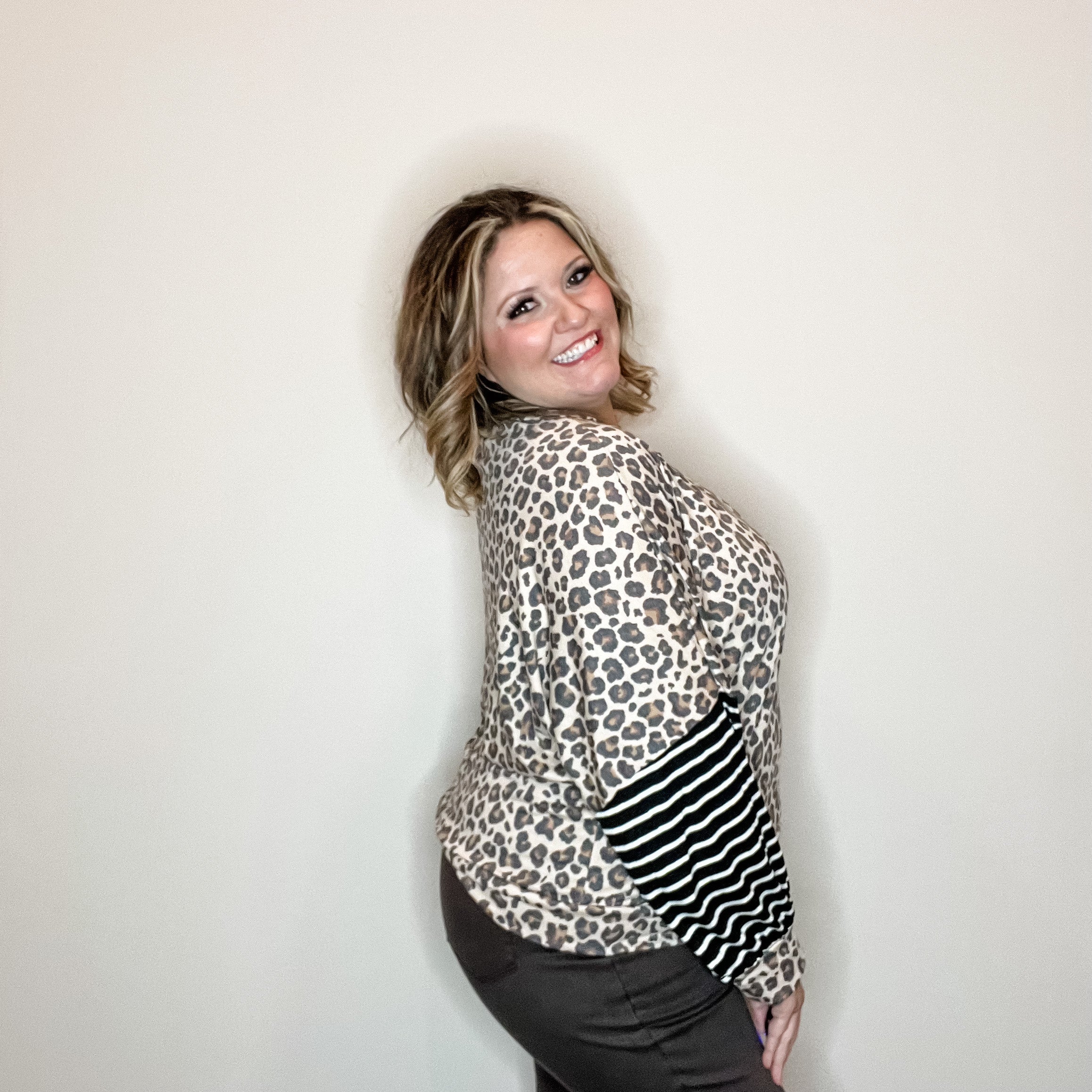 "Legit" Animal Print Long Sleeve Boxy Weekender-Lola Monroe Boutique