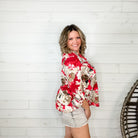 "Leonardo" Floral Lizzy 3/4 Sleeve Split Neck-Lola Monroe Boutique