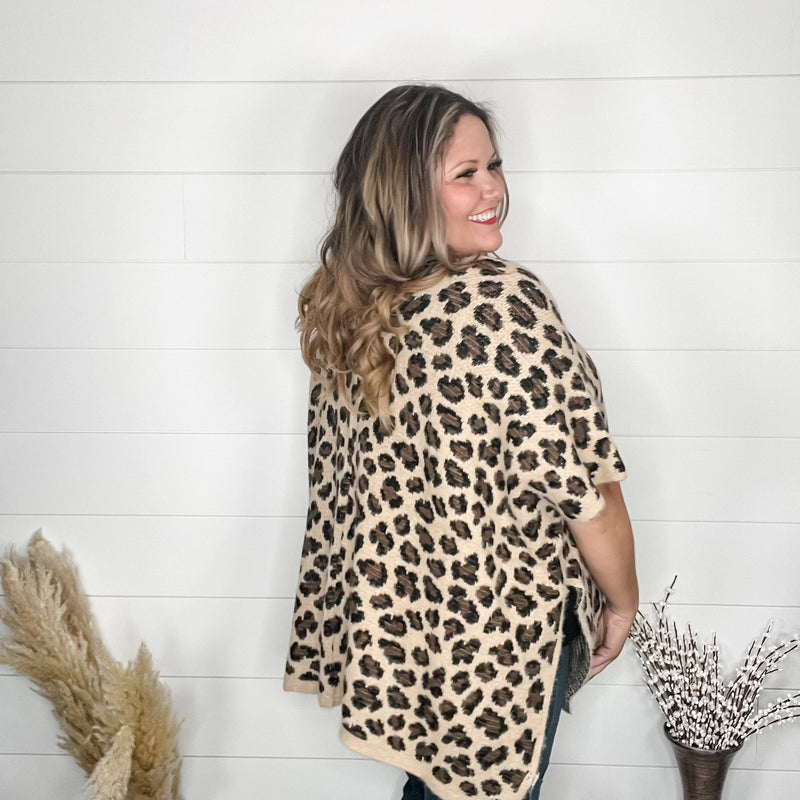 Leopard Pattern Kimono Sweater (Beige)-Lola Monroe Boutique