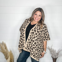 Leopard Pattern Kimono Sweater (Beige)-Lola Monroe Boutique