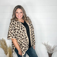 Leopard Pattern Kimono Sweater (Beige)-Lola Monroe Boutique