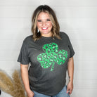 Leopard Shamrock Graphic Tee-Lola Monroe Boutique