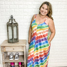 "Lexie" Adjustable Strap Cami Dress with Pockets (Rainbow)-Lola Monroe Boutique