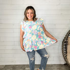 "Liam" Floral Ruffle Cap Sleeve Tiered Top-Lola Monroe Boutique