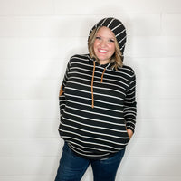 "Libby" Striped Hoodie with Faux Suede Elbow Patches-Lola Monroe Boutique