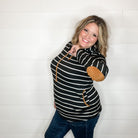 "Libby" Striped Hoodie with Faux Suede Elbow Patches-Lola Monroe Boutique