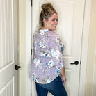 "Lifespan" Floral Split Neck Lizzy 3/4 Sleeve Split Neck (Lavender)-Lola Monroe Boutique