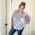 "Lifespan" Floral Split Neck Lizzy 3/4 Sleeve Split Neck (Lavender)-Lola Monroe Boutique