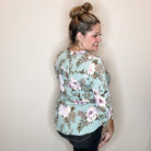 "Lifespan" Floral Split Neck Lizzy 3/4 Sleeve Split Neck (Sage)-Lola Monroe Boutique