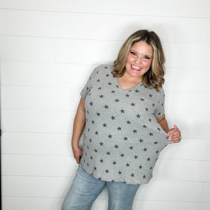 "Lift Off" Star Short Sleeve V Neck Tee