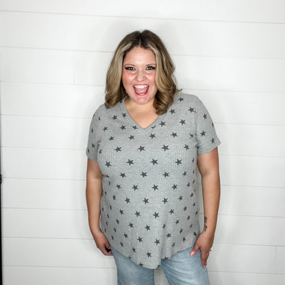 "Lift Off" Star Short Sleeve V Neck Tee