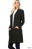 Lightweight Cardigan (Black and Rose)-Lola Monroe Boutique