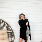 Lightweight Cardigan (Black and Rose)-Lola Monroe Boutique