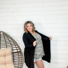 Lightweight Cardigan (Black and Rose)-Lola Monroe Boutique